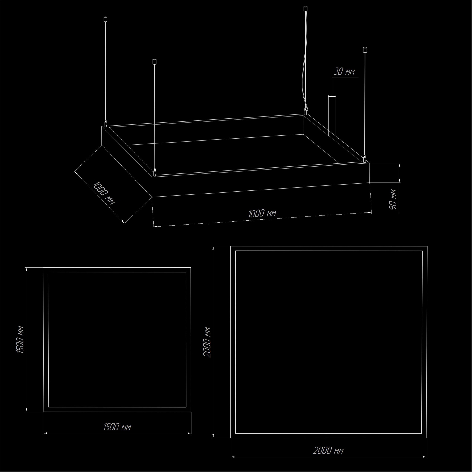 Квадратный светодиодный светильник QUADRO 30x90 INTERIOR купить от производителя ledholding